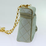 Chanel Matelasse Chain Shoulder Bag Satin Light Blue CC Auth 70064A