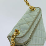 Chanel Matelasse Chain Shoulder Bag Satin Light Blue CC Auth 70064A