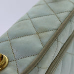 Chanel Matelasse Chain Shoulder Bag Satin Light Blue CC Auth 70064A