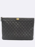 A84407 Black Color Caviar Skin Gold Metal Boy Large Clutch Chanel