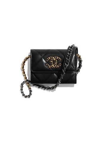 19 Chain Flap Mini Bag Black Chanel