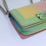 Chanel Matelasse Boy  Chain Shoulder Bag Leather Rainbow CC Auth 71579S