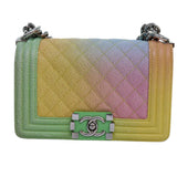 Chanel Matelasse Boy  Chain Shoulder Bag Leather Rainbow CC Auth 71579S