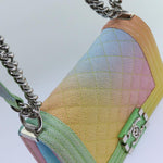 Chanel Matelasse Boy  Chain Shoulder Bag Leather Rainbow CC Auth 71579S