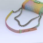 Chanel Matelasse Boy  Chain Shoulder Bag Leather Rainbow CC Auth 71579S