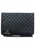 A69251 Black Caviar Beauty CC Silver Logo Large Clutch Chanel