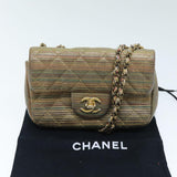 Chanel Matelasse Chain Shoulder Bag Coated Canvas Gold CC Auth 73654A