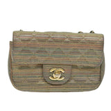 Chanel Matelasse Chain Shoulder Bag Coated Canvas Gold CC Auth 73654A