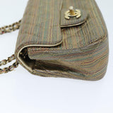Chanel Matelasse Chain Shoulder Bag Coated Canvas Gold CC Auth 73654A