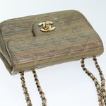 Chanel Matelasse Chain Shoulder Bag Coated Canvas Gold CC Auth 73654A