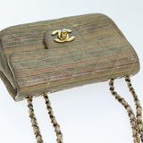 Chanel Matelasse Chain Shoulder Bag Coated Canvas Gold CC Auth 73654A
