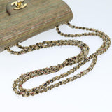 Chanel Matelasse Chain Shoulder Bag Coated Canvas Gold CC Auth 73654A