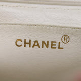 Chanel Matelasse Chain Shoulder Bag Patent leather Cream CC Auth 74406A