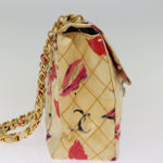 Chanel Matelasse Chain Shoulder Bag Patent leather Cream CC Auth 74406A