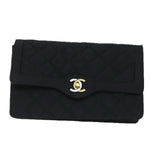 Chanel Matelasse Chain Shoulder Bag Satin Paris limited Black CC Auth 74757A
