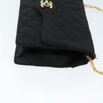 Chanel Matelasse Chain Shoulder Bag Satin Paris limited Black CC Auth 74757A