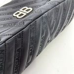 balenciaga Calfskin Logo Matelasse S BB Round Shoulder Bag Black LA43555