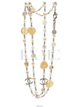 100th Anniversary Stone Long Necklace Pearl CC Logo Chain Chanel