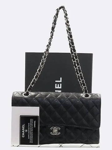 A01112 Caviar Classic Medium M Size Flap Chain Shoulder Bag Chanel