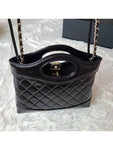 31 Gold Hardware Small Shiny Lambskin Shoulder Bag Black Chanel