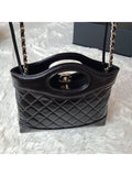 31 Gold Hardware Small Shiny Lambskin Shoulder Bag Black Chanel