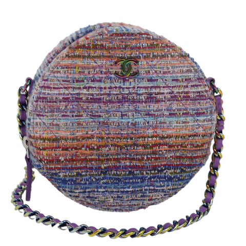Chanel Matelasse Chain Shoulder Bag Tweed Rainbow CC Auth 78364S