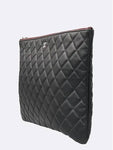 A82552 Black Classic Lambskin Silver Logo Large Clutch Chanel