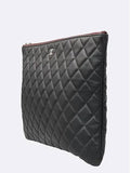 A82552 Black Classic Lambskin Silver Logo Large Clutch Chanel
