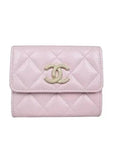 AP3049 COCO gold logo pink caviar skin classic card wallet Chanel