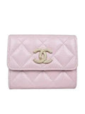 AP3049 COCO gold logo pink caviar skin classic card wallet Chanel
