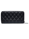 A82370 Classic Vintage Silver Black Caviar Zipper Long Wallet Chanel