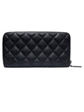 A82370 Classic Vintage Silver Black Caviar Zipper Long Wallet Chanel