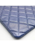 A82552 Navy Caviar Classic Large CC Silver Logo Clutch Chanel