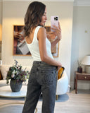 *HOT* Chanel 23N Coco Neige Washed Black Printed Straight Leg Jeans with Gold Chain Trim & CC Pocket Details Size FR 36 (UK 8) RRP ¬£3,250