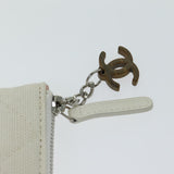 Chanel Matelasse Clutch Bag Canvas Ivory CC Auth 82075
