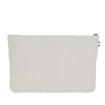 Chanel Matelasse Clutch Bag Canvas Ivory CC Auth 82075