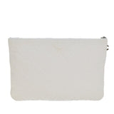 Chanel Matelasse Clutch Bag Canvas Ivory CC Auth 82075