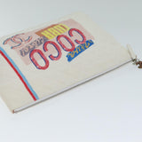 Chanel Matelasse Clutch Bag Canvas Ivory CC Auth 82075