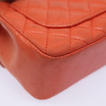 Chanel Matelasse Chain mini Hand Bag Lamb Skin Orange CC Auth 82245A