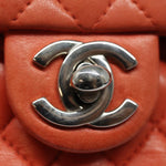 Chanel Matelasse Chain mini Hand Bag Lamb Skin Orange CC Auth 82245A