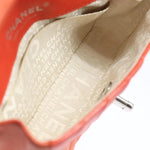 Chanel Matelasse Chain mini Hand Bag Lamb Skin Orange CC Auth 82245A