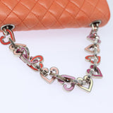 Chanel Matelasse Chain mini Hand Bag Lamb Skin Orange CC Auth 82245A