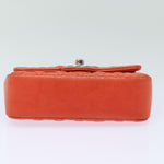 Chanel Matelasse Chain mini Hand Bag Lamb Skin Orange CC Auth 82245A
