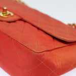 Chanel Matelasse Chain Shoulder Bag Nylon Orange CC Auth 84479