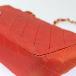 Chanel Matelasse Chain Shoulder Bag Nylon Orange CC Auth 84479