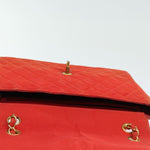 Chanel Matelasse Chain Shoulder Bag Nylon Orange CC Auth 84479