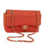 Chanel Matelasse Chain Shoulder Bag Nylon Orange CC Auth 84479