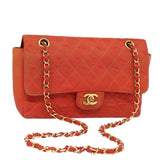 Chanel Matelasse Chain Shoulder Bag Nylon Orange CC Auth 84479