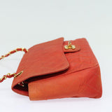 Chanel Matelasse Chain Shoulder Bag Nylon Orange CC Auth 84479