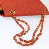 Chanel Matelasse Chain Shoulder Bag Nylon Orange CC Auth 84479